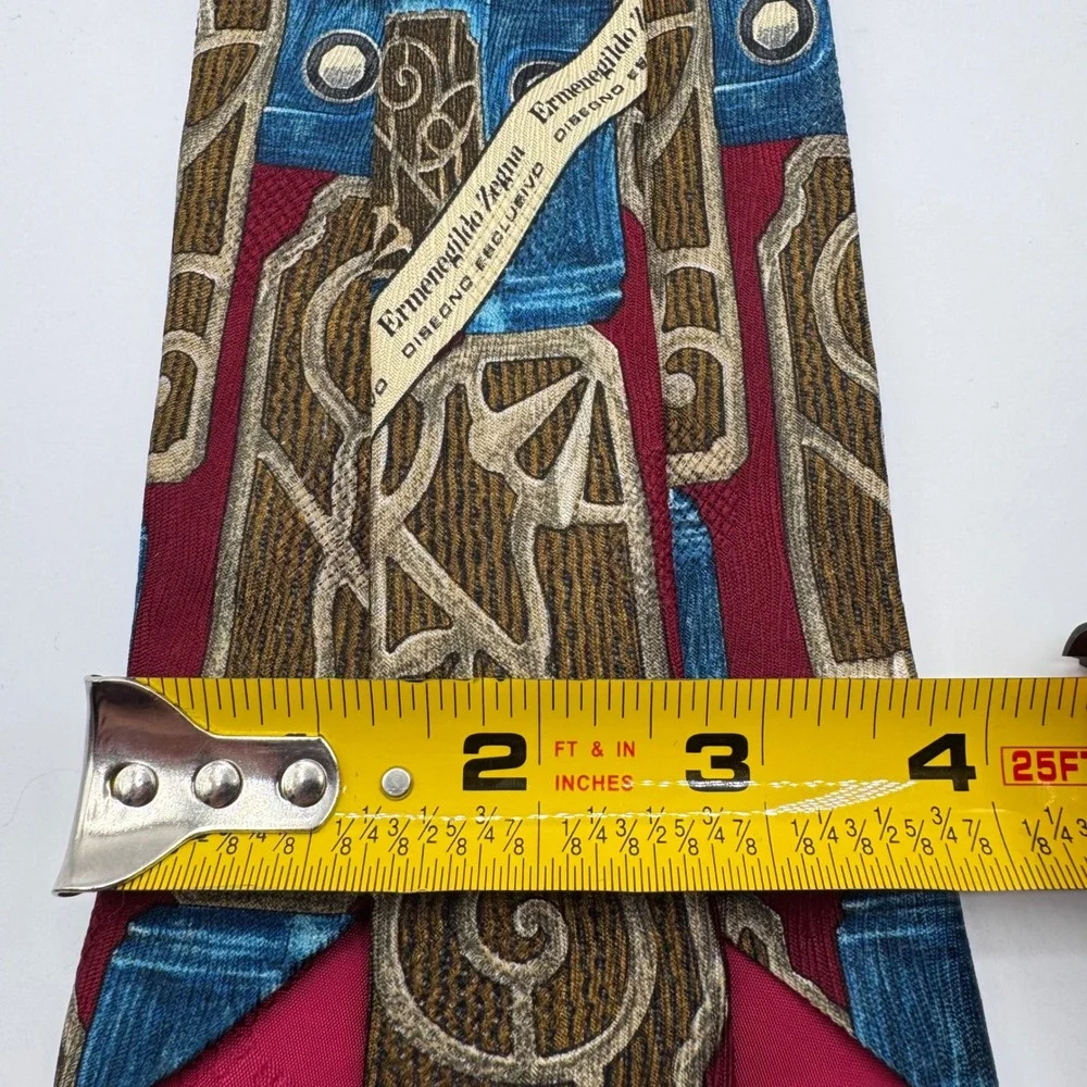 Ermenegildo‎ Zegna Disegno Esclusivo Silk Geometric Pattern Tie Italy Luxury